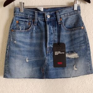 Levi's High Waisted Decunstructed Mini Denim Skirt